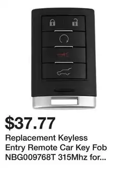 Newegg Replacement Keyless Entry Remote Car Key Fob NBG009768T 315Mhz for 2013-2014 Cadillac Ats offer