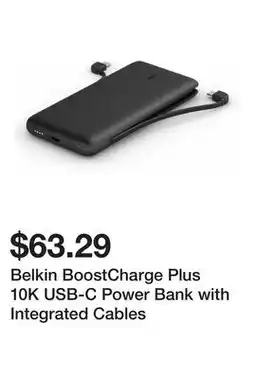 Newegg Belkin BoostCharge Plus 10K USB-C Power Bank with Integrated Cables offer