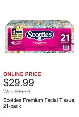 Costco Scotties Premium Facial Tissue, 21-pack offer