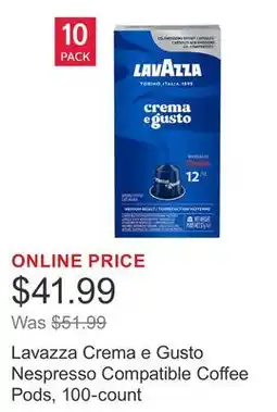 Costco Lavazza Crema e Gusto Nespresso Compatible Coffee Pods, 100-count offer