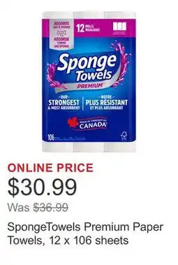 Costco SpongeTowels Premium Paper Towels, 12 x 106 sheets offer