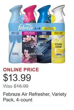 Costco Febreze Air Refresher, Variety Pack, 4-count offer