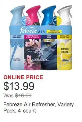 Costco Febreze Air Refresher, Variety Pack, 4-count offer