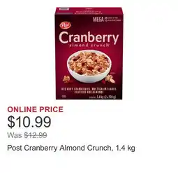 Costco Post Cranberry Almond Crunch offer