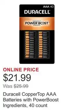Costco Duracell CopperTop AAA Batteries with PowerBoost Ingredients, 40 count offer