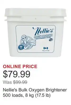 Costco Nellie's Bulk Oxygen Brightener 500 loads, 8 kg (17.5 lb) offer