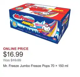 Costco Mr. Freeze Jumbo Freeze Pops 70 × offer