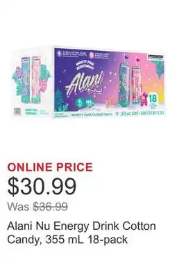 Costco Alani Nu Energy Drink Cotton Candy, 355 mL 18-pack offer
