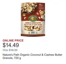 Costco Nature's Path Organic Coconut & Cashew Butter Granola offer