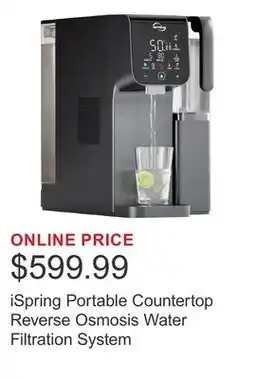 Costco iSpring Portable Countertop Reverse Osmosis Water Filtration System offer