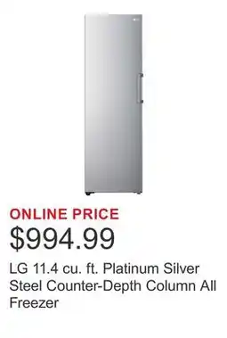 Costco LG 11.4 cu. ft. Platinum Silver Steel Counter-Depth Column All Freezer offer
