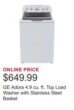 Costco GE Adora 4.9 cu. ft. Top Load Washer with Stainless Steel Basket offer