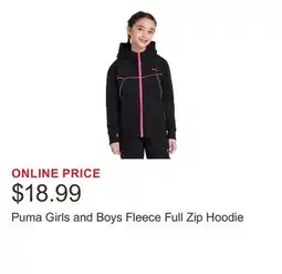 Costco Puma Girls and Boys Fleece Full Zip Hoodie offer
