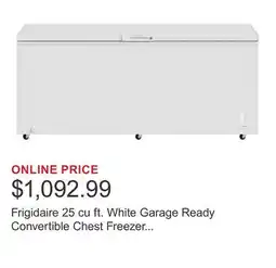 Costco Frigidaire 25 cu ft. White Garage Ready Convertible Chest Freezer or Refrigerator offer