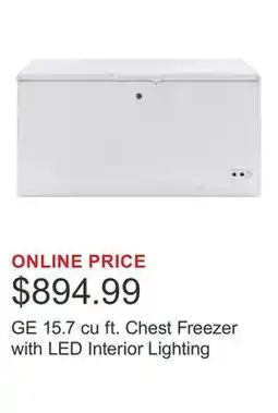 Costco GE 15.7 cu ft. Chest Freezer with LED Interior Lighting offer