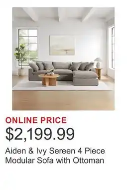 Costco Aiden & Ivy Sereen 4 Piece Modular Sofa with Ottoman offer