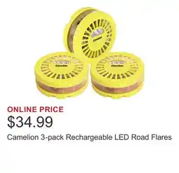 Costco Camelion 3-pack Rechargeable LED Road Flares offer