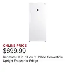 Costco Kenmore 30 in. 14 cu. ft. White Convertible Upright Freezer or Fridge offer