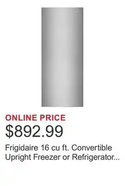 Costco Frigidaire 16 cu ft. Convertible Upright Freezer or Refrigerator with Reversible Door offer