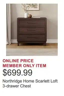 Costco Northridge Home Scarlett Loft 3-drawer Chest offer
