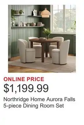 Costco Northridge Home Aurora Falls 5-piece Dining Room Set offer