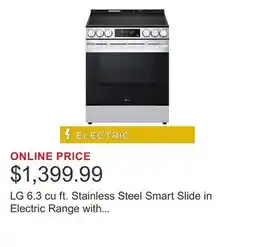 Costco LG 6.3 cu ft. Stainless Steel Smart Slide in Electric Range with Air Fry and EasyClean offer