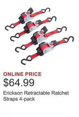 Costco Erickson Retractable Ratchet Straps 4-pack offer