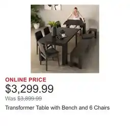 Costco Transformer Table with Bench and 6 Chairs offer