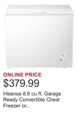 Costco Hisense 8.8 cu ft. Garage Ready Convertible Chest Freezer or Refrigerator offer