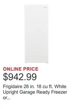 Costco Frigidaire 28 in. 18 cu ft. White Upright Garage Ready Freezer or Refrigerator with Reversible Door offer