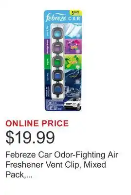 Costco Febreze Car Odor-Fighting Air Freshener Vent Clip, Mixed Pack, 2.2ml, 5 count offer