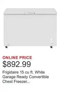 Costco Frigidaire 15 cu ft. White Garage Ready Convertible Chest Freezer or Refrigerator offer