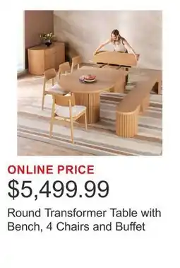 Costco Round Transformer Table with Bench, 4 Chairs and Buffet offer