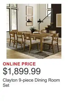 Costco Clayton 9-piece Dining Room Set offer