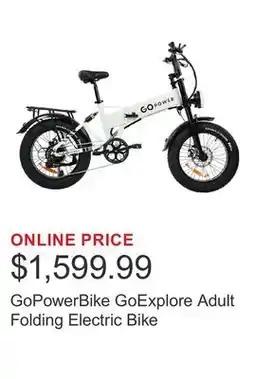 Costco GoPowerBike GoExplore Adult Folding Electric Bike offer