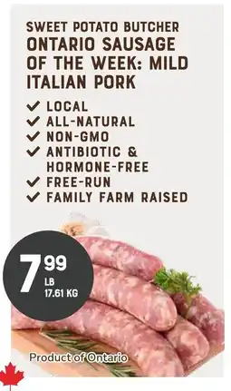 The Sweet Potato Sweet potato butcher ontario sausage of the week: mild italian pork offer
