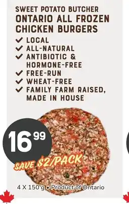 The Sweet Potato Sweet potato butcher ontario all frozen chicken burgers offer