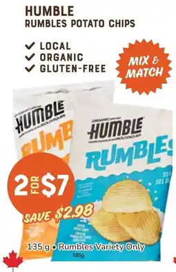 The Sweet Potato Humble rumbles potato chips offer