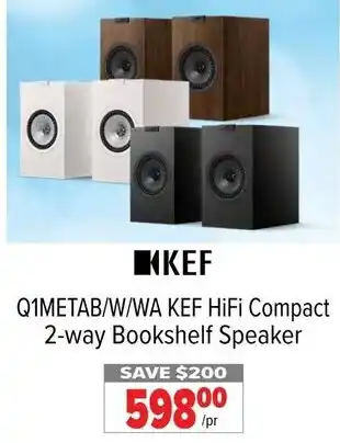 2001 Audio Video Q1METAB/W/WA KEF HiFi Compact 2-way Bookshelf Speaker offer