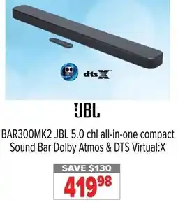 2001 Audio Video BAR300MK2 JBL 5.0 chl all-in-one compact Sound Bar Dolby Atmos & DTS Virtual:X offer