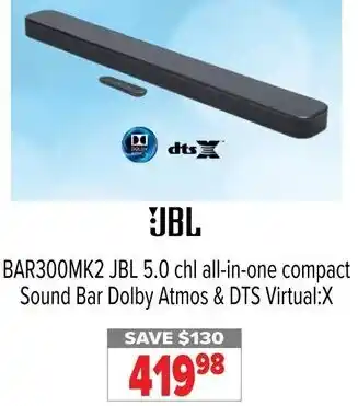 BAR300MK2 JBL 5.0 chl all-in-one compact Sound Bar Dolby Atmos & DTS Virtual:X