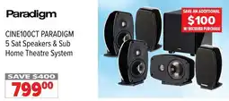 2001 Audio Video CINE100CT PARADIGM 5 Sat Speakers & Sub Home Theatre System offer
