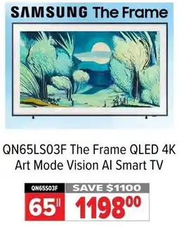 2001 Audio Video SAMSUNG QN65LS03F The Frame QLED 4K Art Mode Vision Al Smart TV offer
