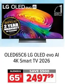2001 Audio Video OLED65C6 LG OLED evo Al 4K Smart TV 2026 offer