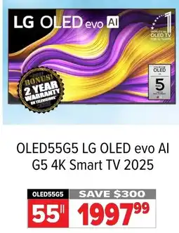 2001 Audio Video OLED55G5 LG OLED evo Al G5 4K Smart TV 2025 offer
