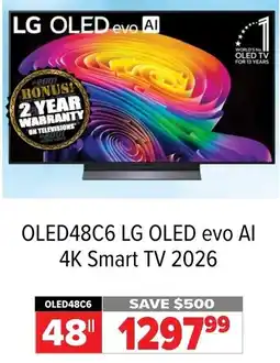 2001 Audio Video OLED48C6 LG OLED evo Al 4K Smart TV 2026 offer