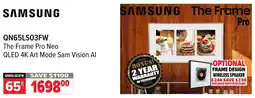 2001 Audio Video SAMSUNG QN65LS03FW The Frame Pro Neo QLED 4K Art Mode Sam Vision Al offer