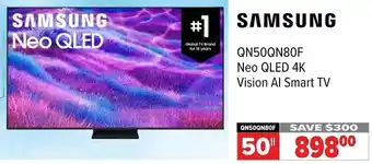 2001 Audio Video SAMSUNG QN50QN80F Neo QLED 4K Vision Al Smart TV offer