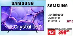 2001 Audio Video SAMSUNG UN43U8000F Crystal UHD 4K Smart TV offer