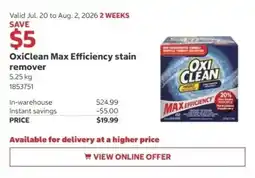 Costco OxiClean Max Efficiency stain remover offer